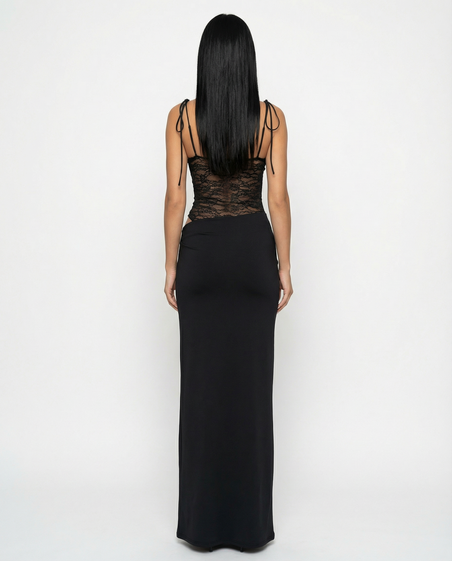 Harriet Collins | Lace Panel Tie-Shoulder Maxi Dress For Women