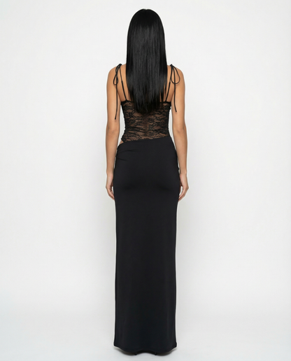 Harriet Collins | Lace Panel Tie-Shoulder Maxi Dress For Women