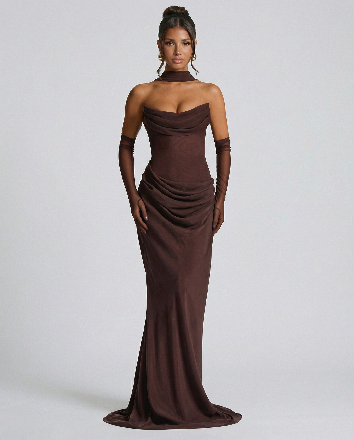 Serena Bellucci | Sheer Mesh Evening Maxi Dress For Women