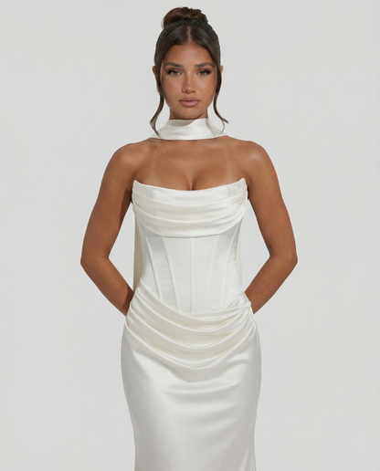 Serena Bellucci | Sheer Mesh Evening Maxi Dress For Women