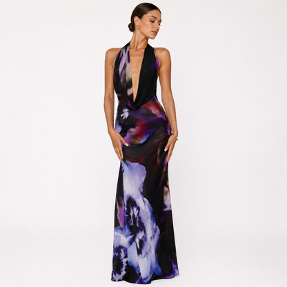 Phoebe Langley | Plunging Halter Maxi Dress For Women