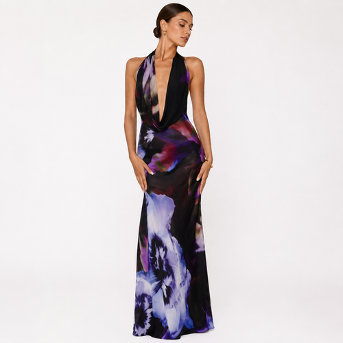 Phoebe Langley | Plunging Halter Maxi Dress For Women