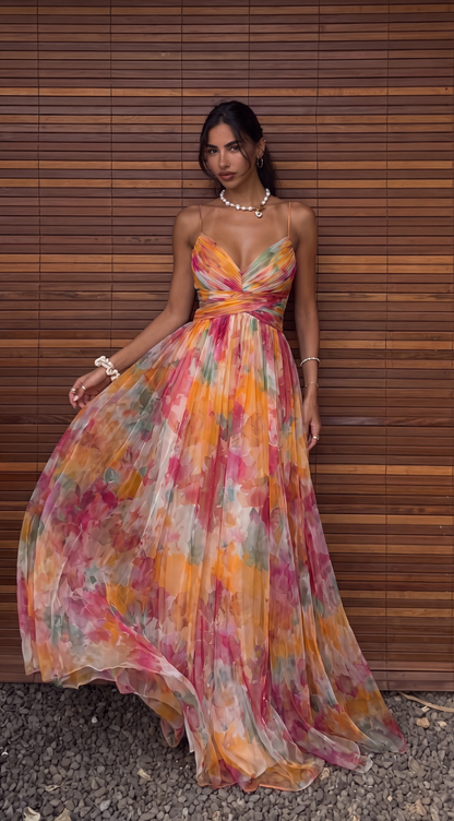 Charlotte Nguyen | Floral Chiffon Maxi Dress For Women