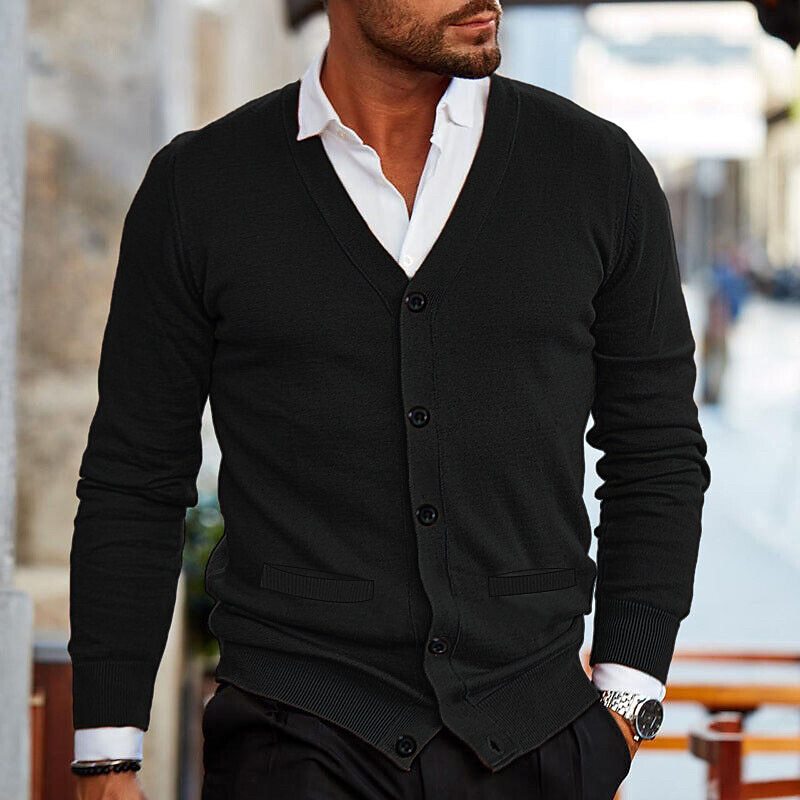 Luca Moretti | Elegant V-Neck Cardigan For Men