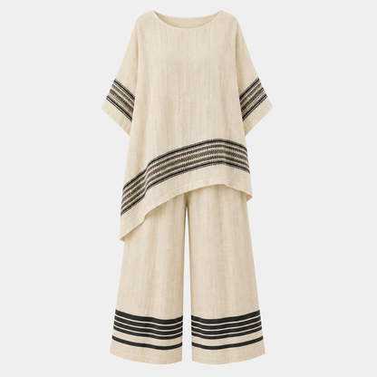 Sophia Hughes | Striped Linen Two-Piece Set For Women