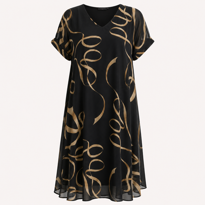 Tara Wyndham | V-Neck Batwing Bow Print Midi Dress For Women