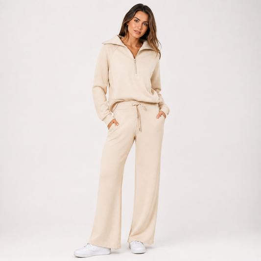 Tara Mitchell | Zip-Up Hoodie Wide Leg Lounge Set For Women