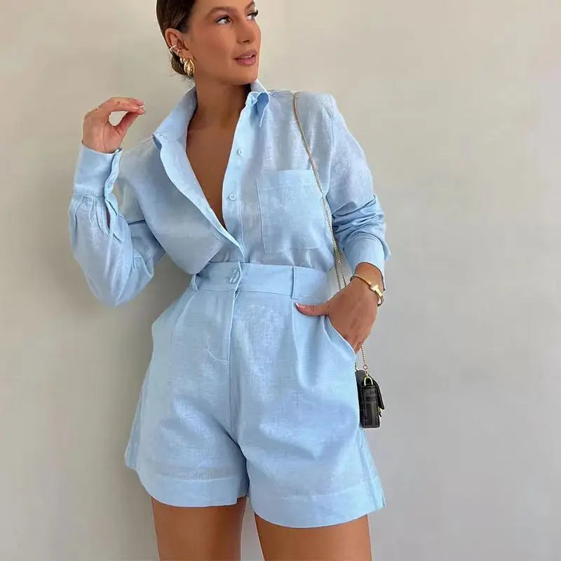 Amelia Turner | Linen Long Sleeve Playsuit For Women