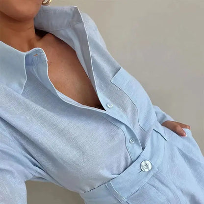 Amelia Turner | Linen Long Sleeve Playsuit For Women