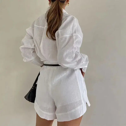 Amelia Turner | Linen Long Sleeve Playsuit For Women