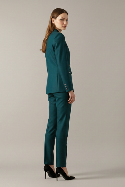 Women's One Button Blazer Straight Trouser Suit
