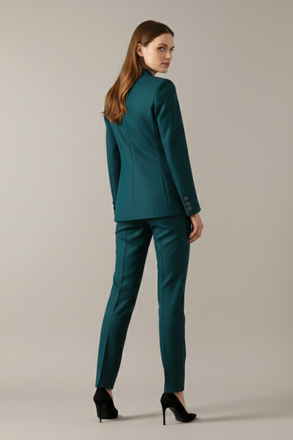Women's One Button Blazer Straight Trouser Suit