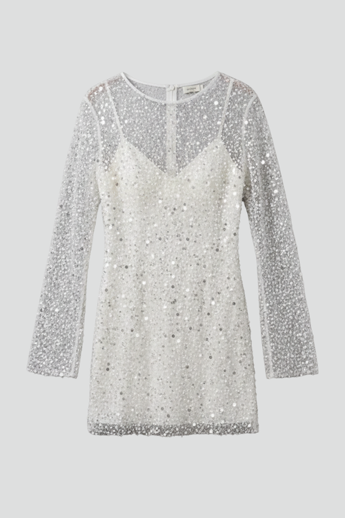 Women Mini Dress with Mesh Overlay and Sleeveless Underlayer