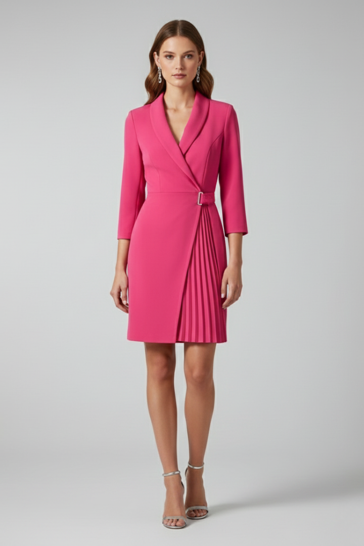 Women's Notched Collar Straight Hem Blazer Dress