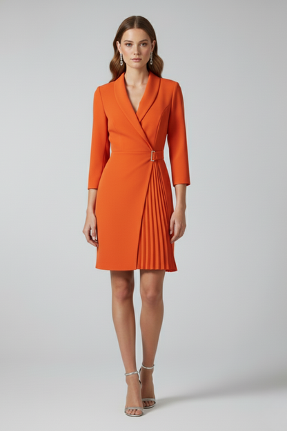 Women's Notched Collar Straight Hem Blazer Dress
