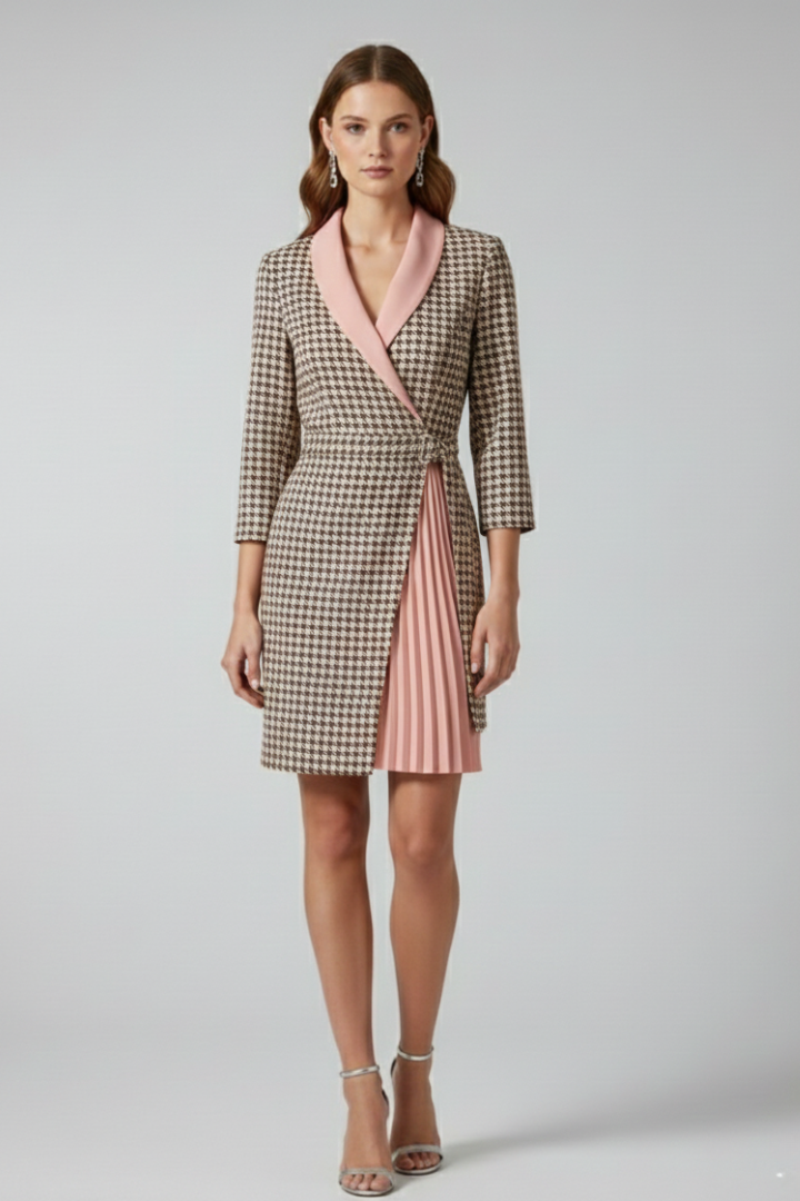 Women's Notched Collar Straight Hem Blazer Dress