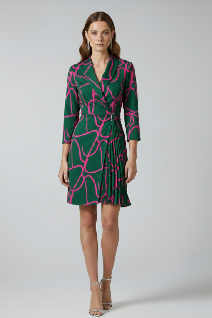 Women's Notched Collar Straight Hem Blazer Dress