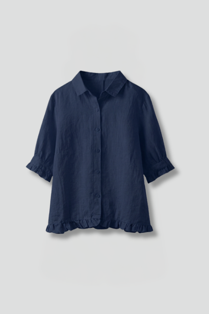 Women’s Blouse with Button Closure and Short Sleeves