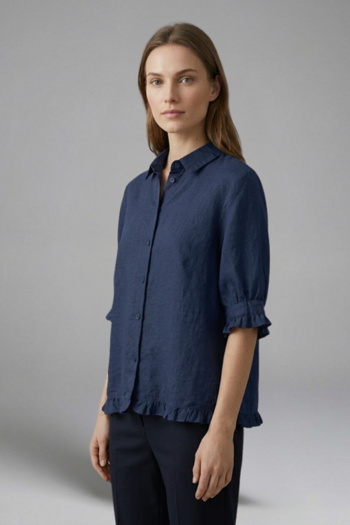Women's Short Sleeve Button Closure Blouse
