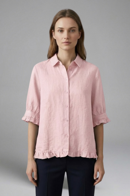 Women's Short Sleeve Button Closure Blouse
