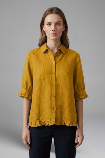 Women's Short Sleeve Button Closure Blouse