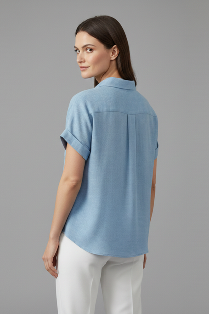 Women's Short Sleeve Collared Blouse