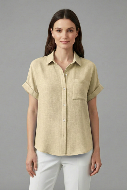 Women's Short Sleeve Collared Blouse