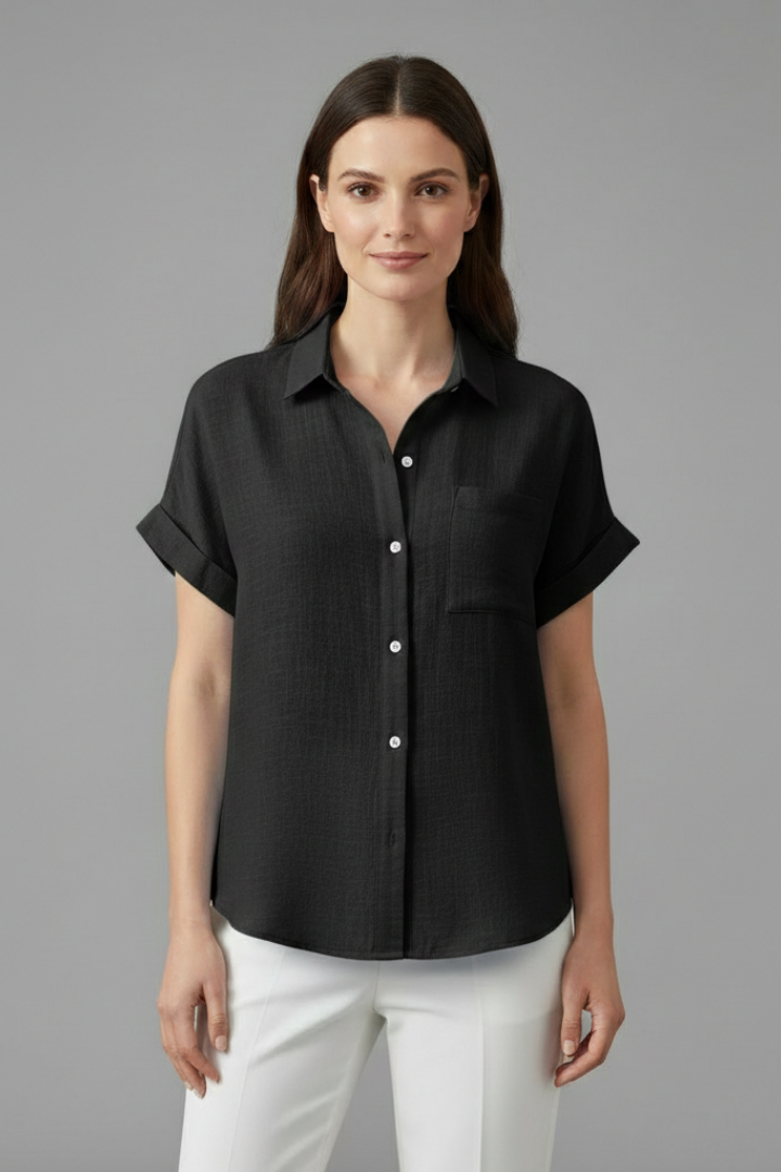 Women's Short Sleeve Collared Blouse