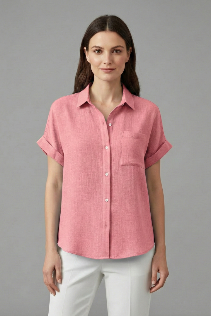 Women's Short Sleeve Collared Blouse