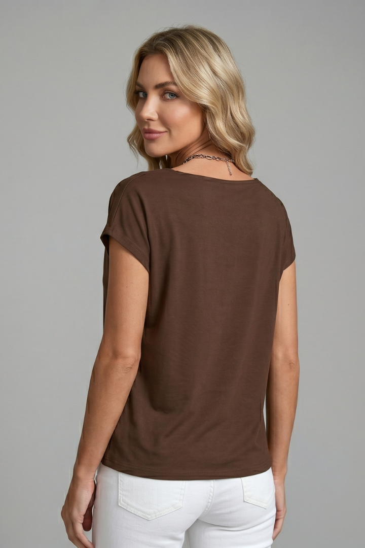 Women's Blouse with Cowl Neck and Draped Front