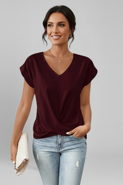 Ruby Hughes | V-Neck Twist Front Top For Women