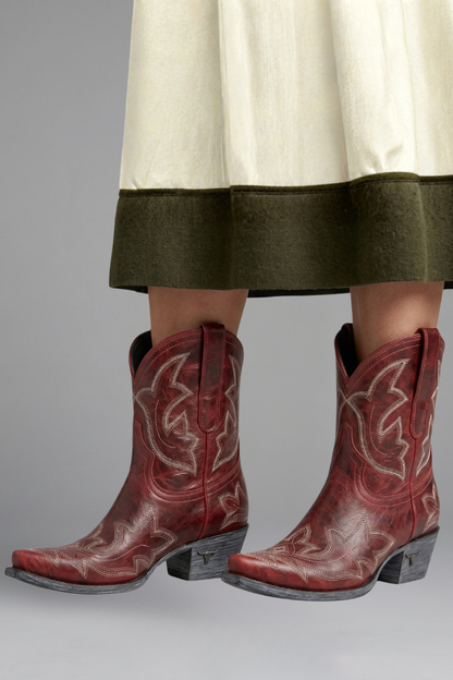 Ruby Evans | Western Embroidered Ankle Cowboy Boots For Women