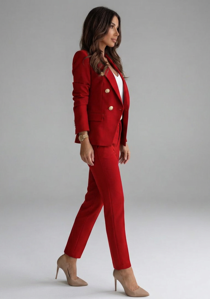 Women's Office Double-Breasted Button Blazer Set