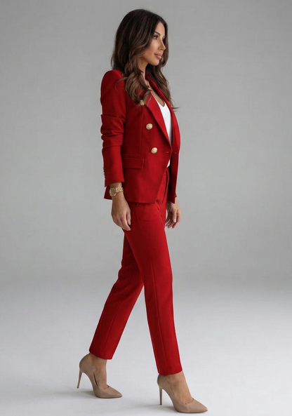 Women's Office Double-Breasted Button Blazer Set