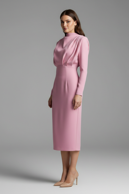 Women's High Neckline Long Sleeve Dress