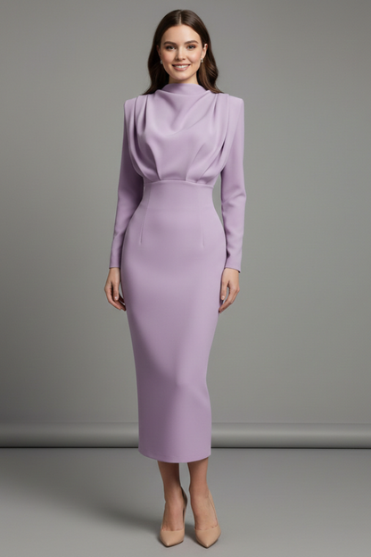 Women's High Neckline Long Sleeve Dress
