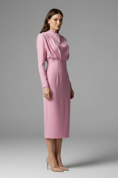 Women's High Neckline Long Sleeve Dress