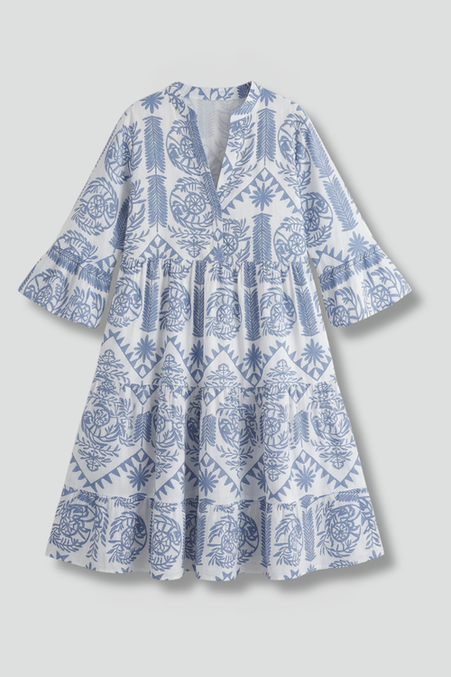 Women’s Dress with Round Neck and Three Quarter Sleeves