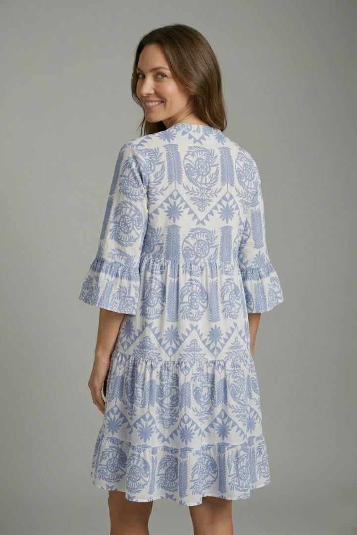 Women’s Dress with Round Neck and Three Quarter Sleeves