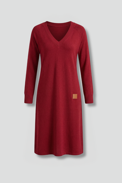 Women’s Dress with V Neck and Long Sleeves