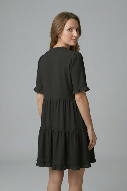 Women’s Dress with V Neck and Ruffle Detail