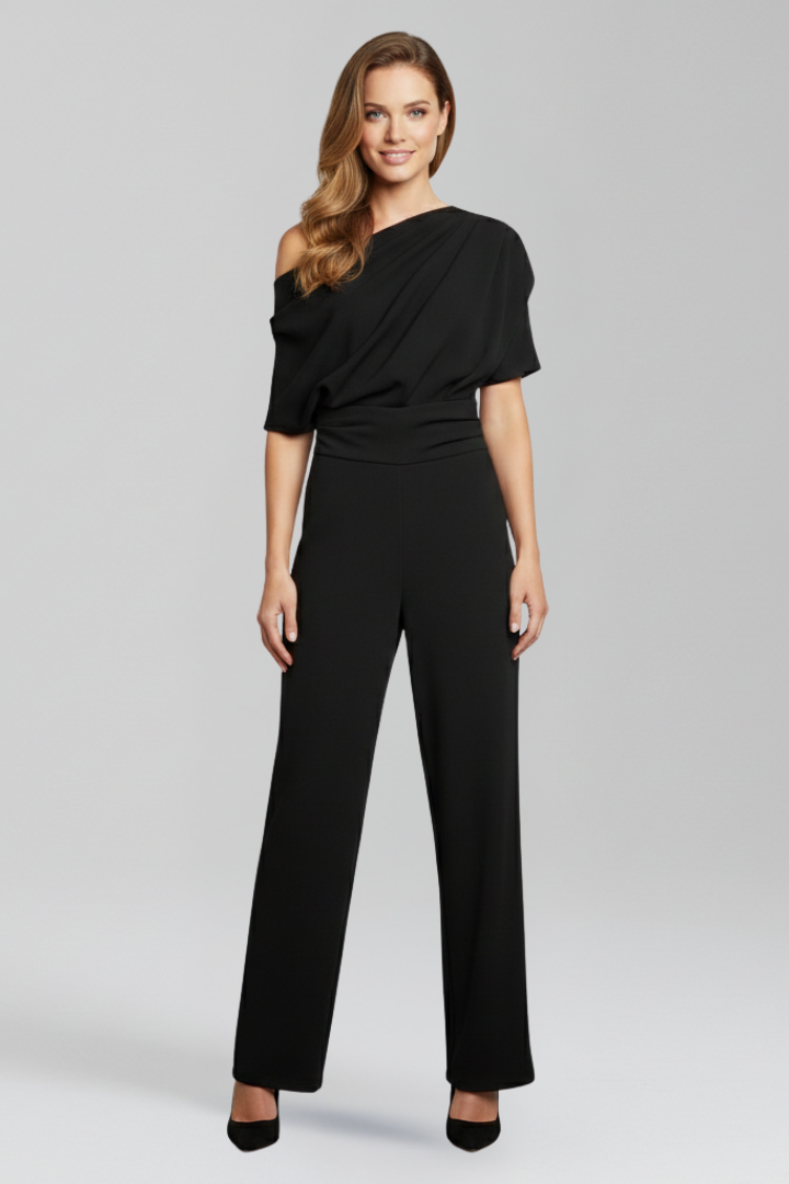 Women's Asymmetric Neckline Long Sleeve Jumpsuit