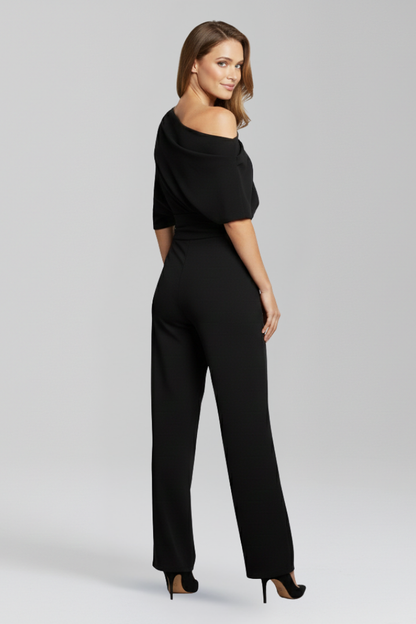 Women's Asymmetric Neckline Long Sleeve Jumpsuit