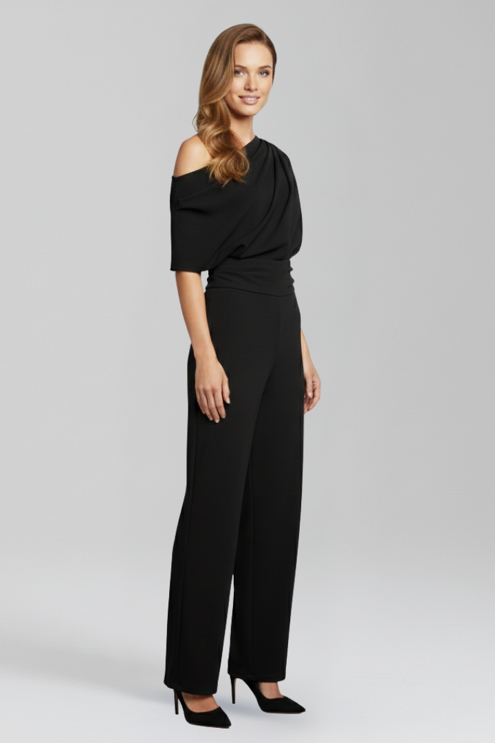 Women's Asymmetric Neckline Long Sleeve Jumpsuit