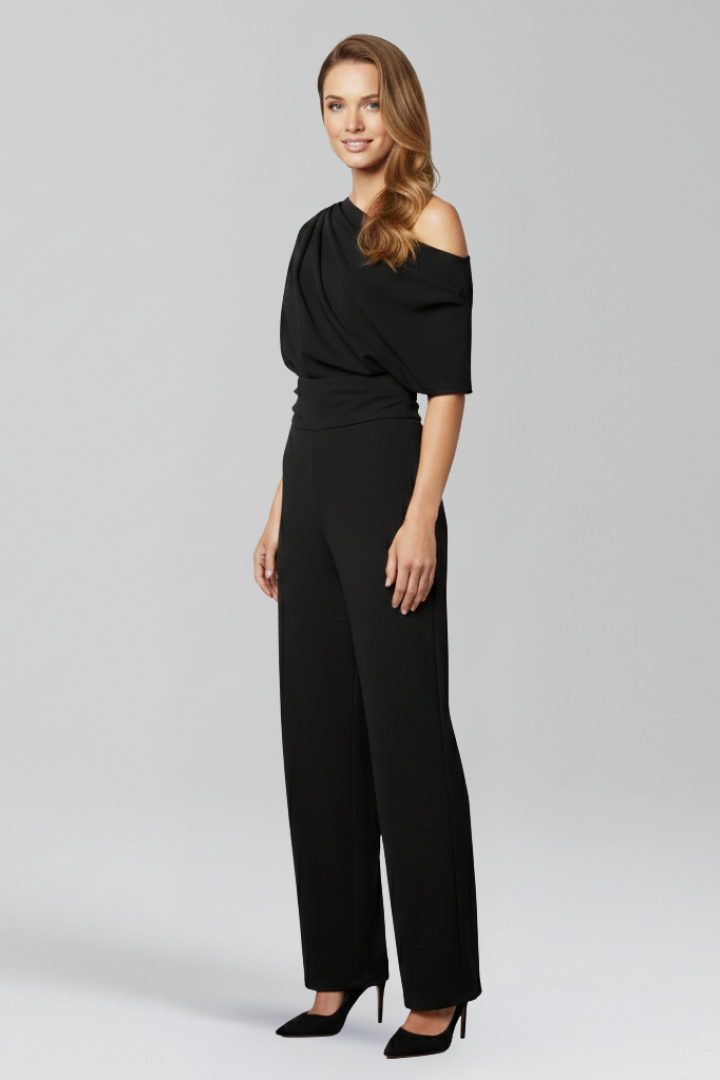 Women's Asymmetric Neckline Long Sleeve Jumpsuit