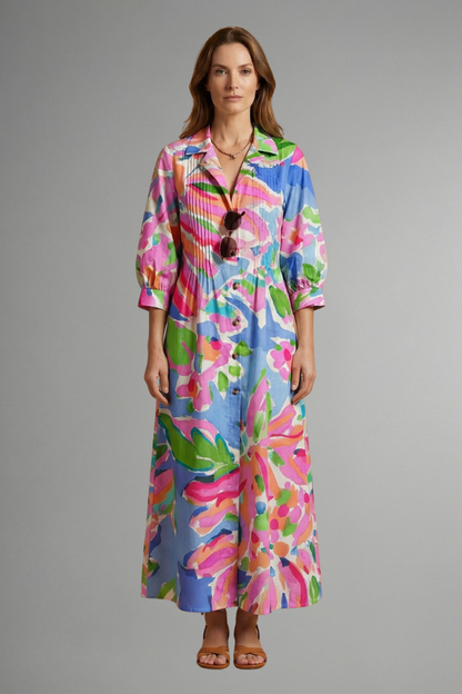 Women’s Maxi Dress with Floral Pattern and Pockets