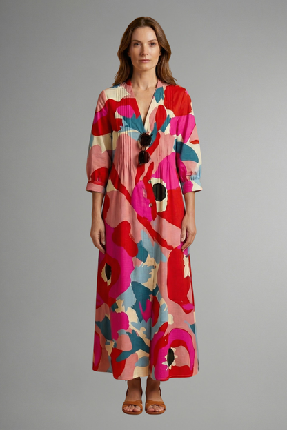 Women’s Maxi Dress with Floral Pattern and Pockets