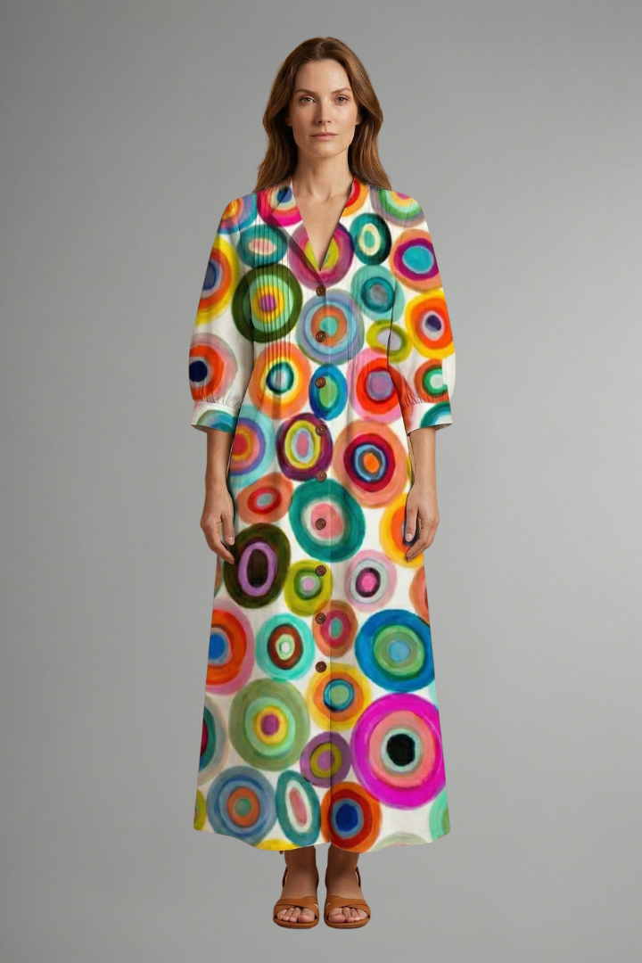 Women’s Maxi Dress with Floral Pattern and Pockets