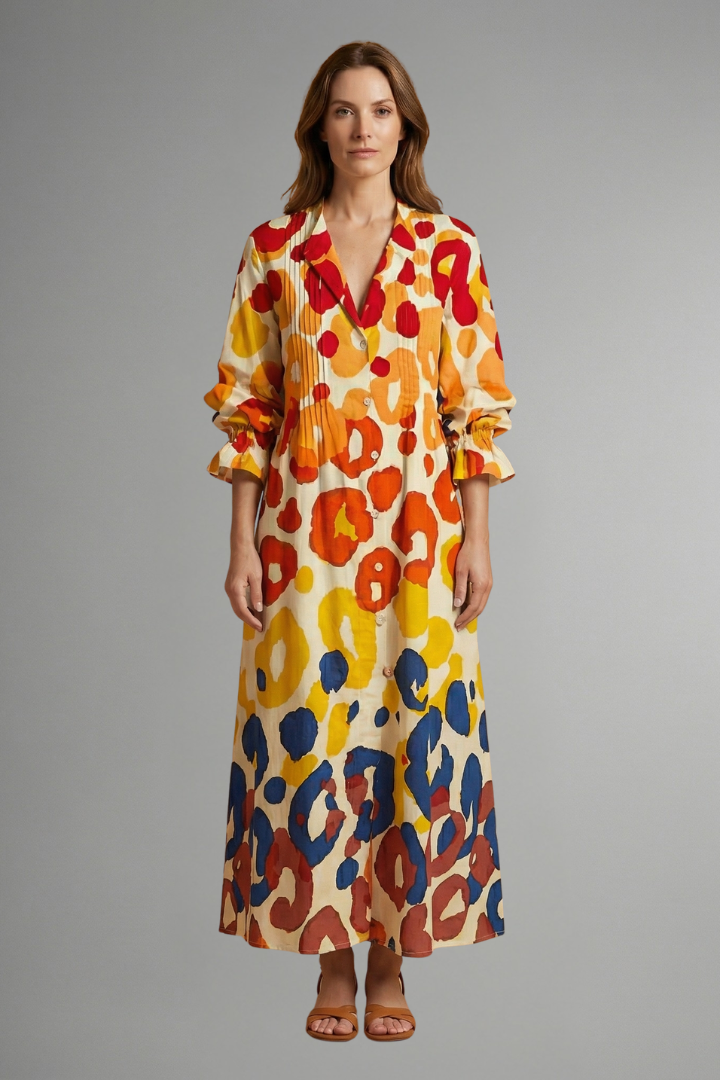 Women’s Maxi Dress with Floral Pattern and Pockets