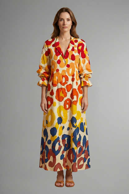 Women’s Maxi Dress with Floral Pattern and Pockets